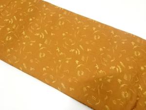 アンティーク　孔雀に花唐草模様織り出し開き名古屋帯（額縁仕立て）（着用可）